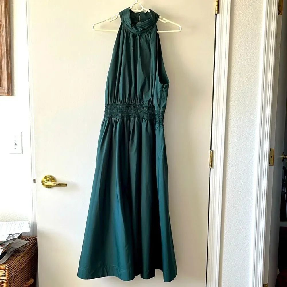 Veronica Beard Kinny Smocked Cotton Blend MIDI Dress size 14 NWT Forrest